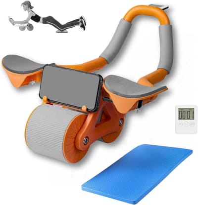 Buikspierroller met Timer - Buikrol Fitnesswiel - Thuis Sporten - Automatische Terugslag - 40 x 50 x 20 cm - Oranje