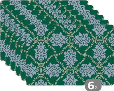 Placemat - Placemats kunststof - Bloemen - Antiek - Design - 45x30 cm - 6 stuks - Hittebestendig - Anti-Slip - Onderlegger - Afneembaar