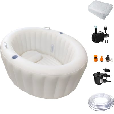 Bevalbad met Accessoires - Koop - Alles-in-1 Pakket - Inclusief Liner, Waterpomp, Waterslang, Opblaaspomp & Kraankoppelstukken