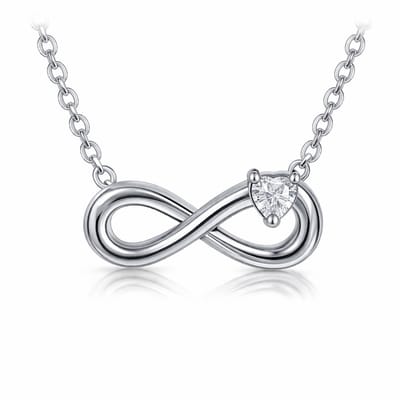 Cristaé Infinity Ketting Dames – Zilverkleurig RVS met Zirkonia – Oneindigheid Symbool – Waterbestendig & Verkleurt Niet – 50 cm – Cadeauverpakking