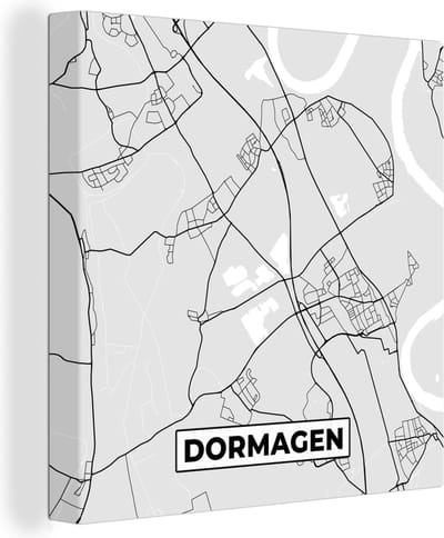 Canvas Schilderij Plattegrond - Duitsland - Dormagen - Stadskaart - Kaart - 20x20 cm - Wanddecoratie