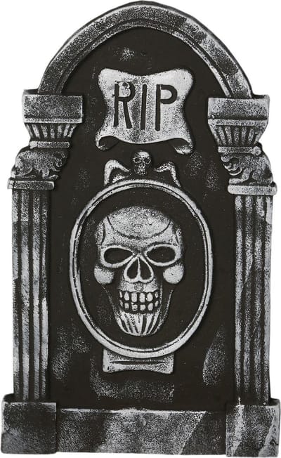 Horror kerkhof decoratie grafsteen RIP met schedel - 50 x 30 cm - Halloween feestdecoratie en versiering