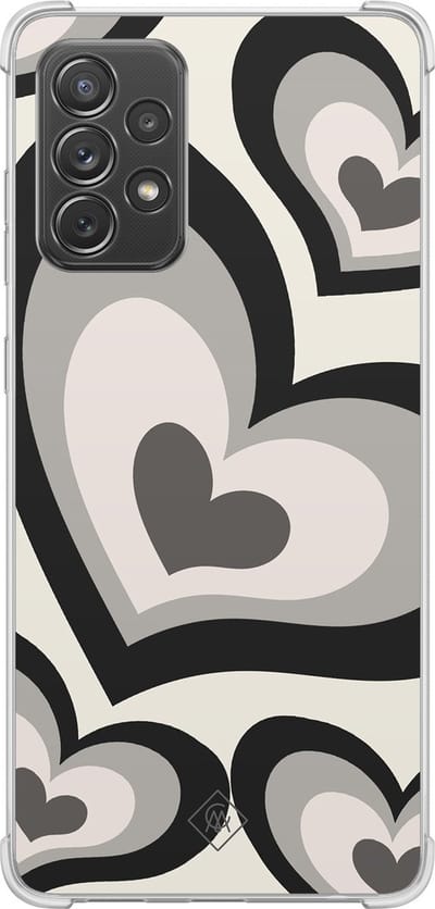 Casimoda® hoesje - Geschikt voor Samsung Galaxy A52 5G - Hart Swirl Zwart - Shockproof case - Extra sterk - TPU/polycarbonaat - Zwart, Transparant