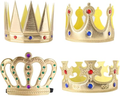 Koning Kronen Set - Feest Hoofddeksels - Verjaardag Vieren - 4 Verschillende Stijlen - 4 Stuks - Goud