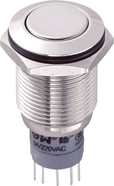 TRU COMPONENTS 701931 LAS2GQF-22/N/P Vandalismebestendige druktoets 250 V/AC 3 A 2x aan/(aan) Moment 1 stuk(s)