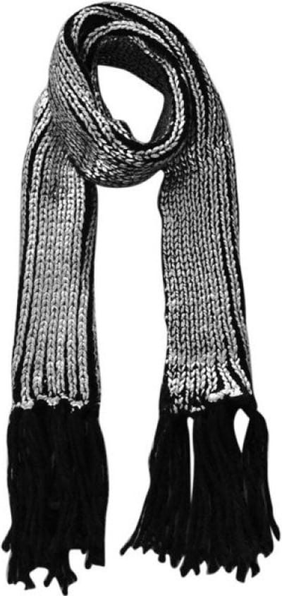 Zwarte Lange Gebreide Wintersjaal - Sjaals - Metallic glans coating - Zwart