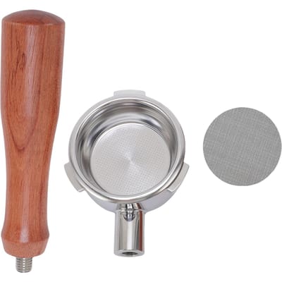 58mm Bodemloze Portafilter Geschikt voor Petrus Roestvrij Staal Universele 3 Oren Portafilter met Houten L(for 6.5-9kg) gray