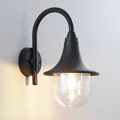 Lindby - Wandlamp buiten - 1licht - Kunststof - H: 40.8 cm - E27 - zwart (RAL 9005)