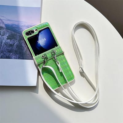 Lanyard Crossbody Gevlochten Leer Telefoonhoesje voor Samsung Galaxy Z Flip 6 5 4 3 Flip6 Flip5 Flip4 Flip3 5G Beschermhoes For Galaxy Z Flip5