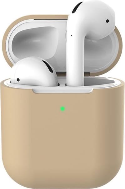 Beige/bruin Hoesje geschikt voor Airpods 1 & 2 - Siliconen - Airpodshoesje - Lichtbruin Beige - Beschermhoes voor AirPods - CHPN