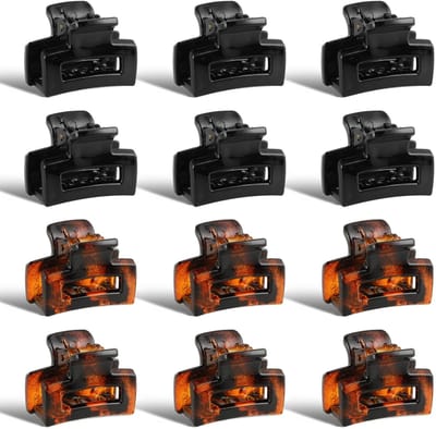 Dailygoods- Haarspeldjes 12 Stuks - Vierkante Klauwclips - Antislip - Kunststof - Sterke Grip - Geschikt voor Dikke/Dunne Haar - Haarklauwclips
