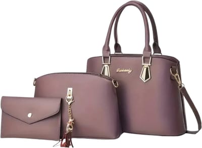 Bovista Handtas Dames - Schoudertas - School - Shopper - Schooltas - Werktas - 3-Delige Set - Paars