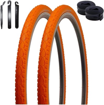 Fietsbanden Set - Banden en Binnenbanden - Fiets Onderhoud - Incl. Bandenlichters - 40-622 28x1.5 - Oranje
