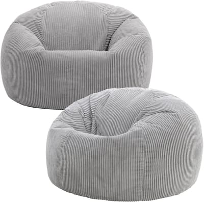 icon - Kingston Zitzak Fauteuil - Set van 2 - Ribfluweel - Grijs
