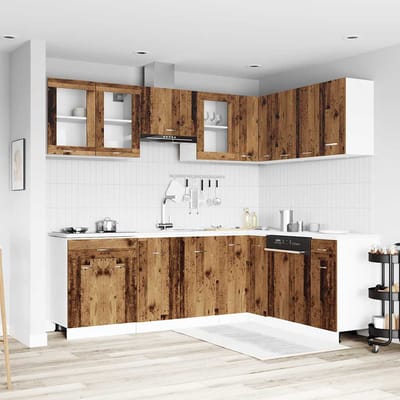 vidaXL - 11-delige - Keukenkastenset - Lyon - bewerkt - hout - oud - houtkleurig