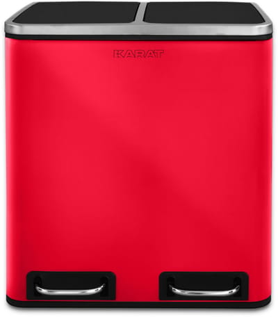 Floordirekt Afvalbak Keuken Felix - 2 × 30 L - Frambozenrood - 2-Voudig Afvalscheidingssysteem - Pedaalemmer Keuken - Soft-Close & Luchtdicht - Kunststof Binnenemmer - Met Klapdeksel