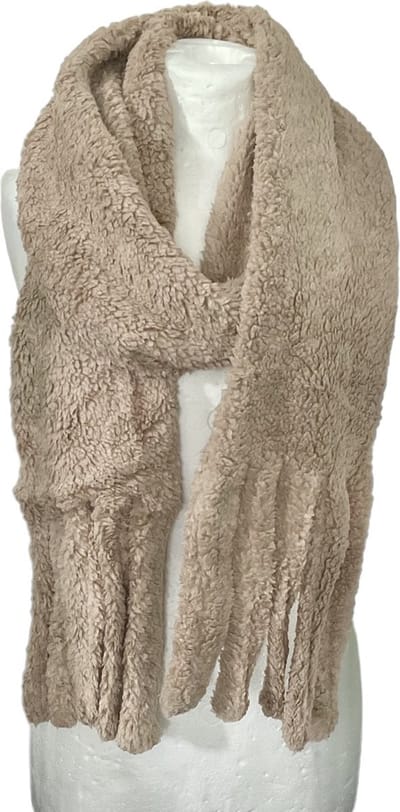 Warme Teddy Sjaal - Unisex - Pluche Sjaal - Khaki - 225 x 20 cm (0716)