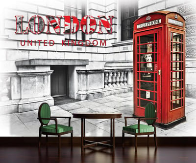 City London Telephone Box Red Photo Wallcovering