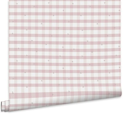 Laura Ashley Gingham Behang - Bloemen - 10mx52cm - Roze
