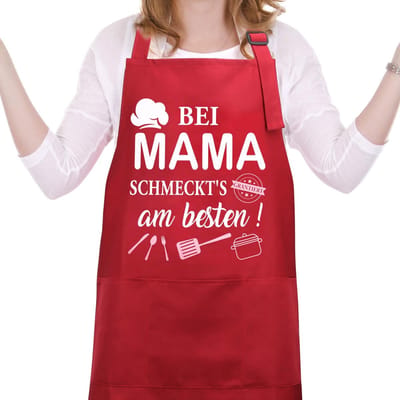 Dailygoods- Keukenschort Dames - Verstelbare Nekriem - Opbergvakken - Rood - Moederdagcadeau - Leuk Cadeau voor Vrouwen - Keuken Schort