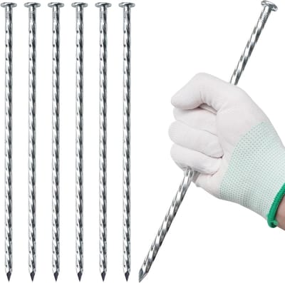 Landschap Stakes - Tuin Nagels - Bodem Verankering - Zware Kwaliteit Staal - 32 Stuks 25cm - Zilver