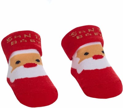 Festive Socks Sokjes Kerst "Santa Baby" Kerstman Unisex 0-6 Maanden In Organza Gift Bag / Geschenkverpakking B988