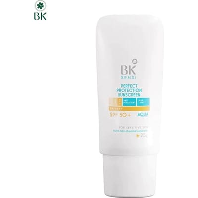 BK Sensi Perfect Protection Sunscreen SPF 50+ PA+++, 100% Non-chemical, UVA1, UVA2, UVB, PM2.5, Blue Violet Light,  25 g. 25 g. white