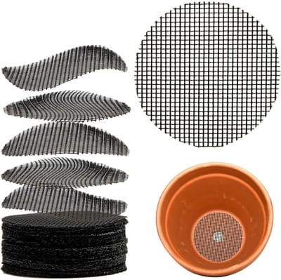 Daity 100 stuks - Bloempotgatmatten - Ronde drainagegatschermen - Voorkom bodemverlies - Plantendrainagenetpakkingen - Tuinbenodigdheden Drainagematten (3 inch)