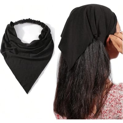 1 stuks Met Antislipband Driehoekige Sjaal Absorberend Zweet, Dames Bandana Nekbescherming Adembaar Zweetdoek Dames Hoofddeksel, Hoofddoek zwart