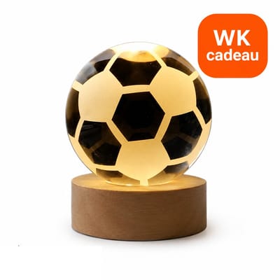 DMG Supply 3D Kristallen Bol Lamp - Voetbal - USB Oplaadbaar - LED Lamp - Nachtlamp - Tafellamp - Bureaulamp - WK 2026
