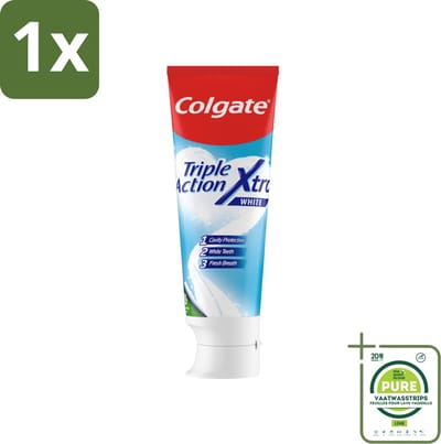 1 x Colgate Tandpasta Triple Action Xtra White 75 ml - Tandpasta - Gaatjes - Wittere Tanden - Frisse Adem - Mondverzorging