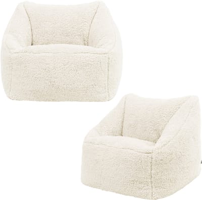 icon - Natalia Kinderzitzak Stoel - Set van 2 - Fluffy Pluche Teddy - Wit