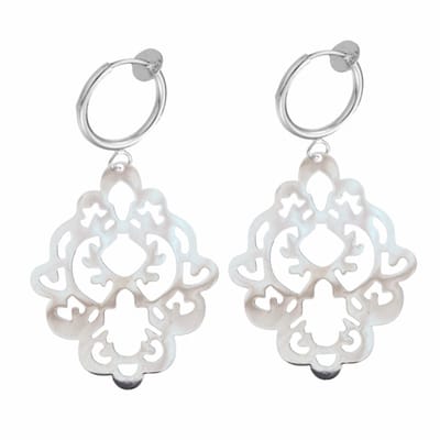 Klem oorbellen -zilverkleur- bewerkt -filigraan-geen gaatje-Charme Bijoux