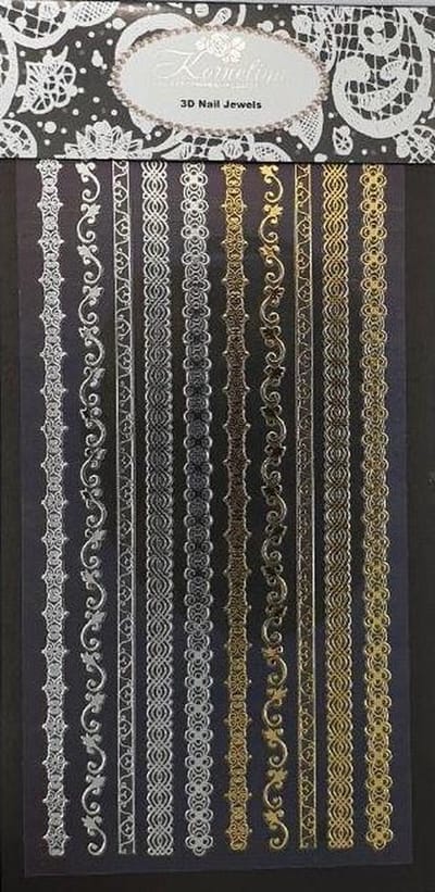Nail Art Stickers - Nagel Stickers - Korneliya 3D Nail Jewels XL - XL10 Lace Lines
