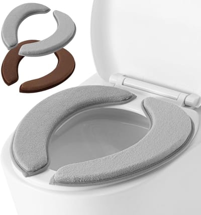 Toiletbril Hoezen - Toiletstoelhoezen - Badkamer Comfort - Zelfklevend & Wasbaar - 40x17cm - Bruin Grijs