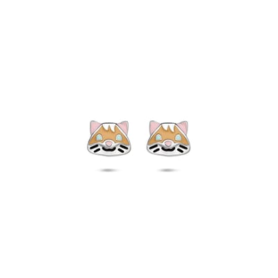 Zilveren gerhodineerde oorknoppen emaille hamster 8 mm - 1341282