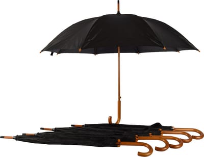 Paraplu 6 stuks - Premium Zwarte Automatische Paraplu Set van 6 - Duurzaam en Stijlvol - Regenkleding Must-Have! | 102cm Diameter voor Volwassenen | Unisex met Houten Handvat