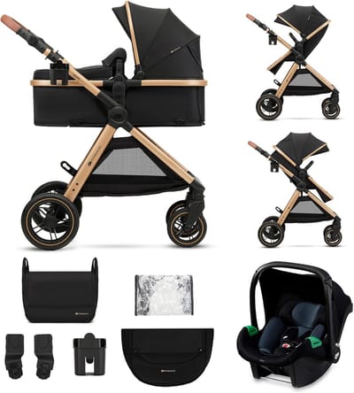 3-in-1 Kinderwagen - Babybuggy Reiswieg - Comfortabel Reizen - Inclusief Autostoel - Tot 25 kg - Zwart
