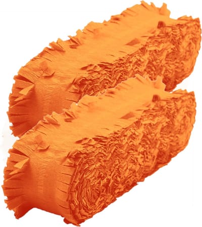 Feest/verjaardag versiering crepe slingers - Set van 2x stuks - oranje - 24 meter - papier - Feestartikelen