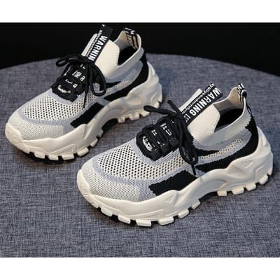 Dames schoenen Casual schoenen Lente Nieuw Vliegend Geweven Schoenen Ademend en Comfortabel Dikke zolen Schoenen Papa Schoenen Dames Sportschoenen 41 gray