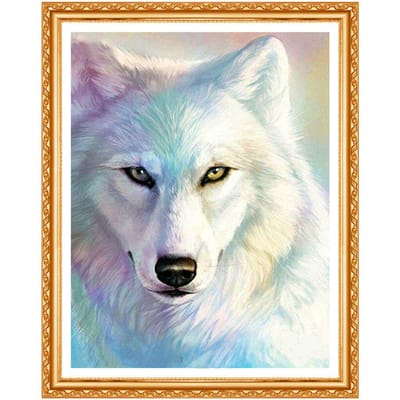 Diamant broderie animaux 5D bricolage diamant peinture point de croix loup pleine ronde perceuse décoration 20X30CM gray