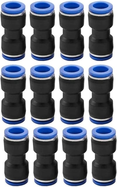 12-delige Pneumatische 2-Weg Connector Set, Push-to-Connect Fittingen voor Luchtleidingen, Snelle Ontkoppeling voor 8mm Slangen