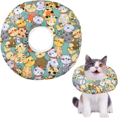 Zachte Beschermhalsband voor Katten en Honden, Anti-Bijten Herstelhalsband, Verstelbaar en Comfortabel voor Puppy’s en Katten, Voorkom Infecties en Bescherm de Huid