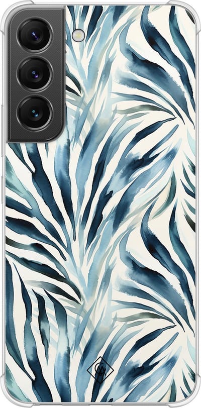 Casimoda® hoesje - Geschikt voor Samsung Galaxy S22 - Japandi Waves - Shockproof case - Extra sterk - TPU/polycarbonaat - Blauw, Transparant