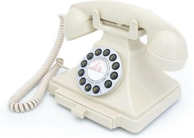 GPO 1929 Carrington retro klassieke telefoon in jaren ’20 design - met druktoetsen - notitieblok lade - ivoor