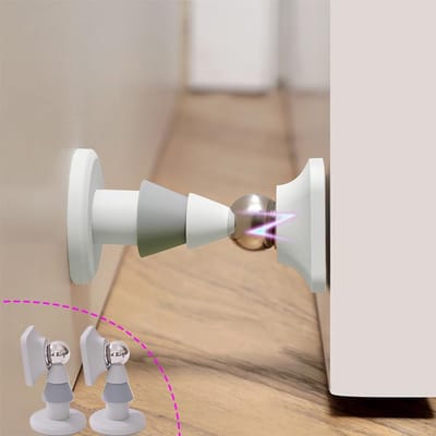 Deurstopper - Deurbuffer - Magnetische deurstopper - Robuust roestvrij staal -Magnetische Deurvanger - Wandmontage en vloermontage - Magnetische deurstopper voor binnen en buiten - Grijs - 2 stuks