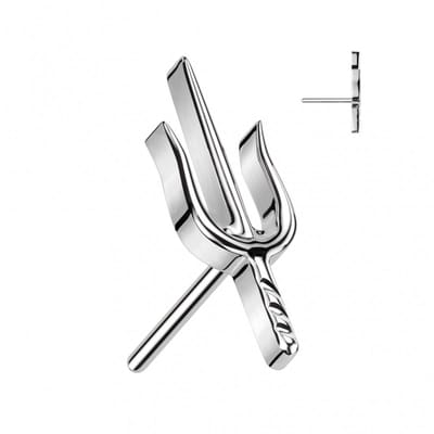 Piercing titanium drietand push in 1.2x6 - zilver - LMPiercings