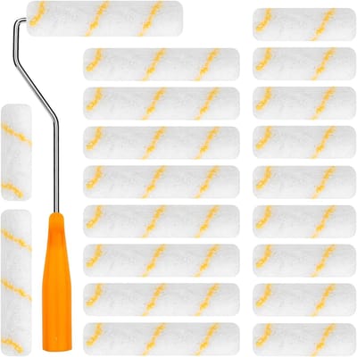 20 Stuks Professionele Verfrollers voor Muurverf - Inclusief Verfroller Beugel en Geschikt voor Watergedragen en Lichte Oplosmiddelverf (10 cm en 15 cm)