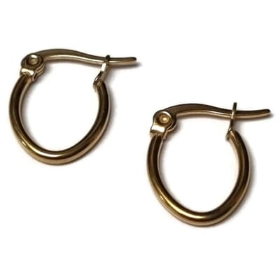 Aramat Jewels | Oorringen | Stainless steel Ovale Oorbellen Goudkleur | 16mm | |2mm | Staal | Volwassenen | Verkleurd niet