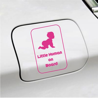 Bumpersticker - Little Human On Board - 15 X 10 - Roze
